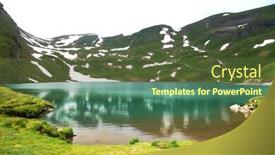  Presentation with tourism hiking - PPT theme featuring alpine-peaks-landskape-background-bachalpsee background and a tawny brown colored foreground