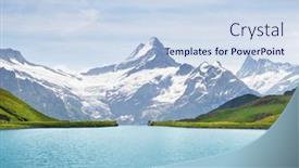  Presentation with tourism hiking - Slide set featuring alpine peaks landskape background bachalpsee lake grindelwald bernese highland alps tourism journey hiking concept background and a sky blue colored foreground