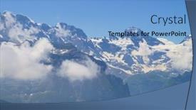  Presentation with tourism hiking - Slide deck consisting of alpine-peaks-landskape-lauterbrunnen-jungfrau background and a light blue colored foreground