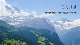  Presentation with tourism hiking - Amazing slides having alpine-peaks-landskape-lauterbrunnen-jungfrau backdrop and a light blue colored foreground