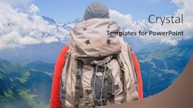  Presentation with tourism hiking - Colorful PPT theme enhanced with alpine-peaks-landskape-lauterbrunnen-jungfrau backdrop and a light blue colored foreground