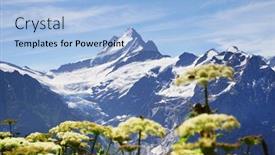  Presentation with tourism hiking - Audience pleasing slides consisting of alpine-peaks-of-grindelwald backdrop and a light blue colored foreground