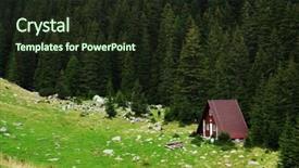  Presentation with refuge - Theme featuring refugge - alpine refuge in national park background and a wine colored foreground