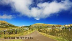  Presentation with road safety to security reduce - PPT layouts featuring alpine road on flores island background and a  colored foreground