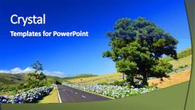  Presentation with landon the mountain road - Beautiful theme featuring alpine road on flores island backdrop and a dark gray colored foreground