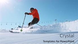  Presentation with alpine skiing - Theme consisting of alpine-skier-running-down background and a light blue colored foreground