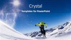  Presentation with alpine skiing - Slides having alpine-skier-skiing-downhill-blue background and a navy blue colored foreground