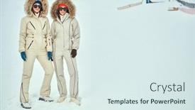  Presentation with alpine skiing - Slides with alpine-skiing-active-winter-recreation background and a  colored foreground