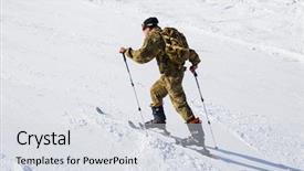  Presentation with alpine skiing - Theme with alpine skiing lifeguard walks background and a light gray colored foreground