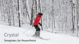  Presentation with alpine skiing - Slide deck having alpine-skiing-skier-going-dowhill background and a sky blue colored foreground