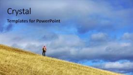  Presentation with trekking - Audience pleasing presentation theme consisting of alpine trekking in national park retezat romania backdrop and a light blue colored foreground
