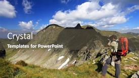  Presentation with trekking - Presentation featuring alpine trekking in the transylvanian alps romania europe background and a tawny brown colored foreground