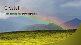  Presentation with snowy mountain tops in alaska - Beautiful theme featuring alpine tundra - rainbow above mountains alaska backdrop and a light blue colored foreground
