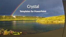  Presentation with snowy mountain tops in alaska - Slide set consisting of alpine tundra - rainbow above mountains alaska background and a ocean colored foreground