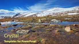  Presentation with overlook - Cool new slide set with alpine-tundra-close-to-forest backdrop and a tawny brown colored foreground