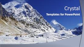  Presentation with alpine - Beautiful PPT theme featuring alpine-winter-landscape-in-lofoten backdrop and a ocean colored foreground