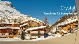  Presentation with mountain snow - Presentation with alpine-winter-mountain-landscape-french background and a ocean colored foreground