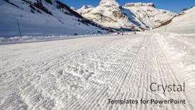  Presentation with snow mountain - PPT theme consisting of alpine winter mountain landscape french alps covered with snow in sunny day val-d'isere france background and a light gray colored foreground