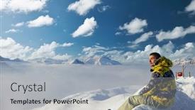  Presentation with snow mountain - Beautiful slides featuring alpine-winter-mountain-landscape backdrop and a light gray colored foreground