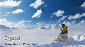  Presentation with snow mountain - Beautiful slide deck featuring alpine-winter-mountain-landscape backdrop and a light blue colored foreground