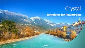  Presentation with blue mountain - Audience pleasing presentation design consisting of alps-mountain-and-blue-sky backdrop and a gray colored foreground