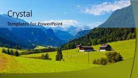  Presentation with alps - Cool new presentation theme with alps mountains landscape with houses backdrop and a  colored foreground