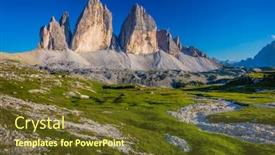  Presentation with green mountains - Slide deck featuring alps-mountains-tre-cime-di background and a tawny brown colored foreground