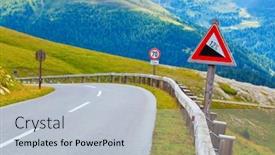  Presentation with road - Theme featuring alps-road-with-road-sign background and a lemonade colored foreground