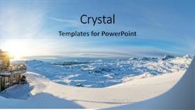  Presentation with log cabin winter - Slide deck having alps with log cabin background and a light blue colored foreground