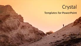  Presentation with couples hiking the mountains - Presentation design featuring als - hiker is watching sunset background and a light gray colored foreground