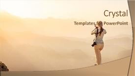  Presentation with oman - Slides featuring als - woman is taking photos background and a cream colored foreground