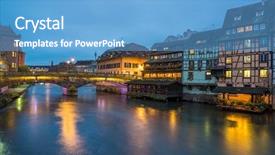  Presentation with traditional houses illustration - Presentation design consisting of alsace france traditional half timber background and a teal colored foreground