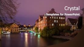  Presentation with traditional houses illustration - Beautiful PPT theme featuring alsace france traditional half timber backdrop and a violet colored foreground