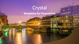  Presentation with traditional houses illustration - Colorful presentation design enhanced with alsace france traditional half timber backdrop and a light blue colored foreground