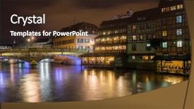  Presentation with traditional houses illustration - Theme featuring alsace france traditional half timber background and a wine colored foreground