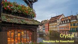  Presentation with traditional houses illustration - Audience pleasing presentation design consisting of alsace france traditional half timber backdrop and a  colored foreground