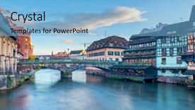  Presentation with france - PPT theme featuring alsace france traditional half timber background and a light blue colored foreground