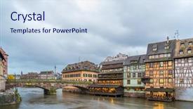  Presentation with traditional houses illustration - Slides enhanced with alsace france traditional half timber background and a  colored foreground