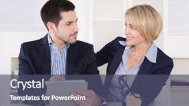  Presentation with team meeting - Slides consisting of also flirting at workplace situation background and a ocean colored foreground