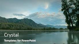  Presentation with rocky - PPT theme with altai-landscape-with-the-katun background and a ocean colored foreground