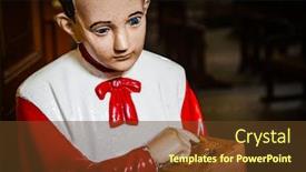  Presentation with church altar - Slide deck with altar-boy-collecting-money background and a tawny brown colored foreground