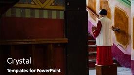  Presentation with church altar - Slide deck with altar-boy-collecting-money background and a black colored foreground