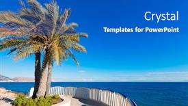  Presentation with mediterranean - PPT layouts having altea beach balconade typical white mediterranean village alicante of spain background and a cobalt blue colored foreground
