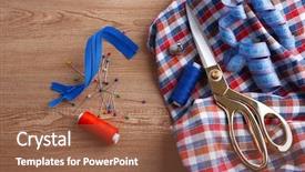  Presentation with tailoring - Cool new slide deck with alteration - business suit tailoring on wooden backdrop and a tawny brown colored foreground