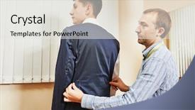  Presentation with how to make a - Cool new PPT theme with alteration - male tailor designer make marks backdrop and a white colored foreground