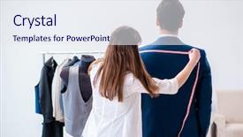  Presentation with formal - Amazing presentation theme having alteration - professional tailor taking measurements backdrop and a sky blue colored foreground