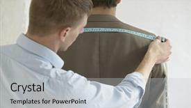  Presentation with rear view of bodyguard - Beautiful presentation theme featuring alteration - rear view of young male backdrop and a light gray colored foreground