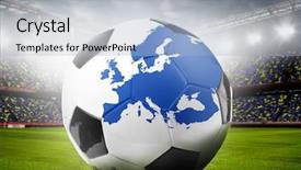  Presentation with football stadium - Slides having alterative energy - stadium and soccer or football background and a light blue colored foreground