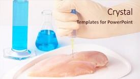  Presentation with gmo meat - PPT theme enhanced with altered using genetic engineering technique background and a lemonade colored foreground