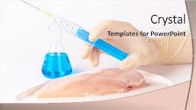  Presentation with gmo meat - Theme consisting of altered using genetic engineering technique background and a pink colored foreground